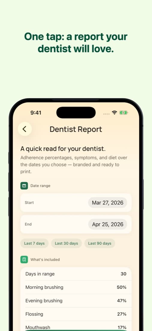 Dentist report, one tap