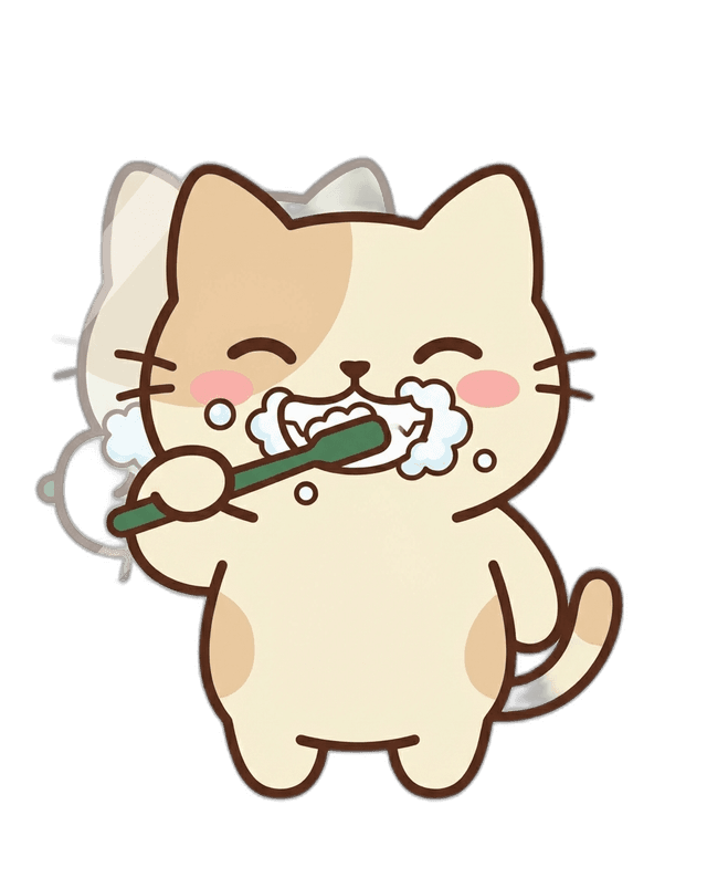 Grinny brushing teeth